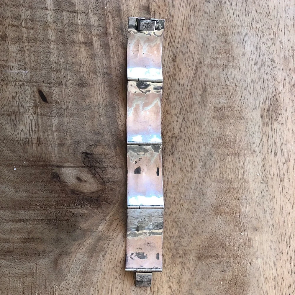 925 sterling silver & abalone gorgeous hinged link bracelet made in Mexico - Picture 9 of 16